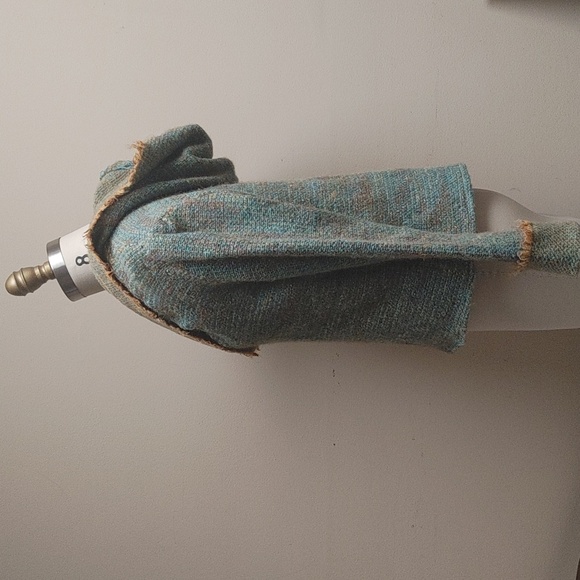 OOAK Handwoven Wool Hoodie Turquoise & Gold - Picture 8 of 17